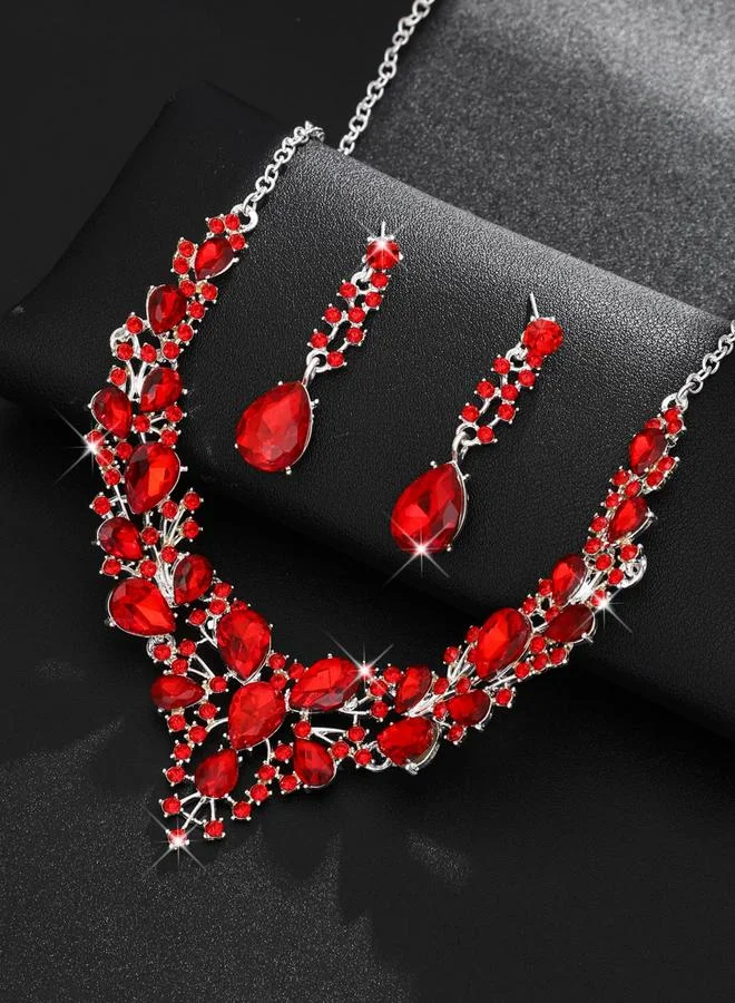 Take Two  2-Piece Embellished Rhinestone Necklace and Earrings Jewelry Set for Women | Best Price UAE