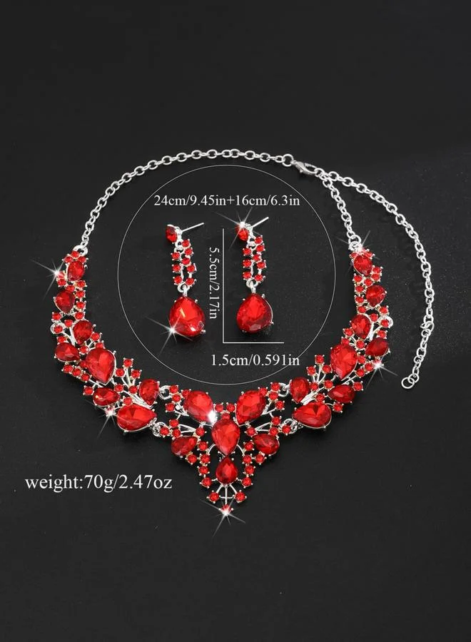 Take Two  2-Piece Embellished Rhinestone Necklace and Earrings Jewelry Set for Women | Best Price UAE