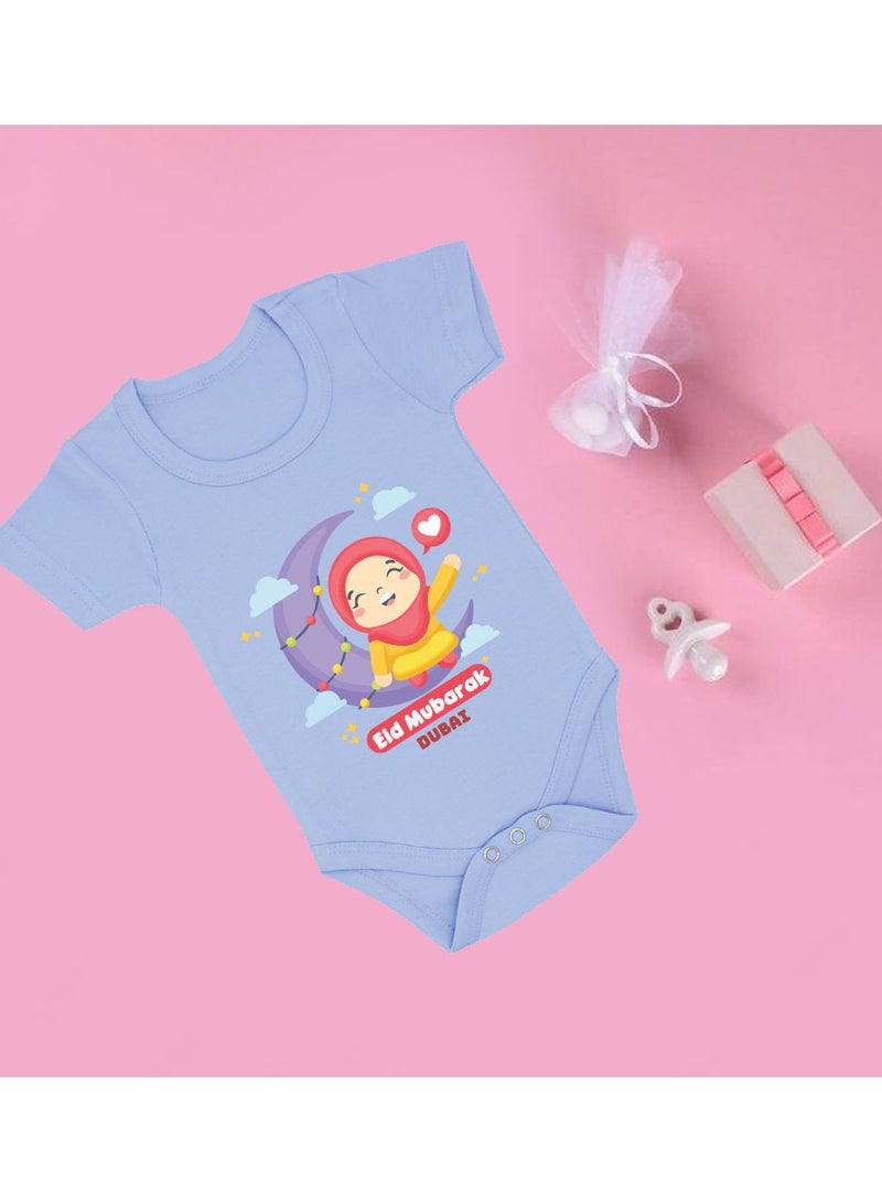 PRINTSHOP4ME My First Eid Dubai Printed Outfit - Romper for Newborn Babies - Short Sleeve Cotton Baby Romper for Baby Girls - Celebrate Baby's First Eid in Style - Gift for New Parents  - Image 3
