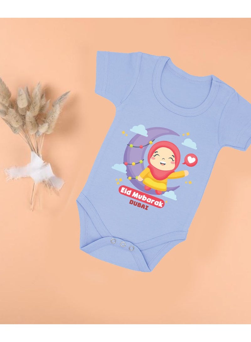 PRINTSHOP4ME My First Eid Dubai Printed Outfit - Romper for Newborn Babies - Short Sleeve Cotton Baby Romper for Baby Girls - Celebrate Baby's First Eid in Style - Gift for New Parents  - Image 2