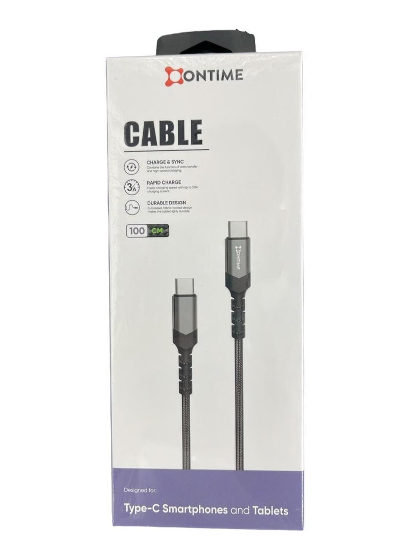 Ontime - Type-C To Type-C Charging Cable 1M Black - Image 1