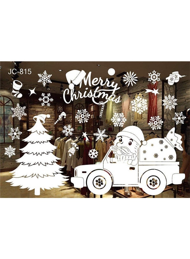 JCB CHIC DIY Christmas Windows Stickers Wreath Snowflakes Santa Claus Xmas Tree Wall Window Clings Door Mural Decals Static Sticker for Showcase Winter Party Decorations - Image 3
