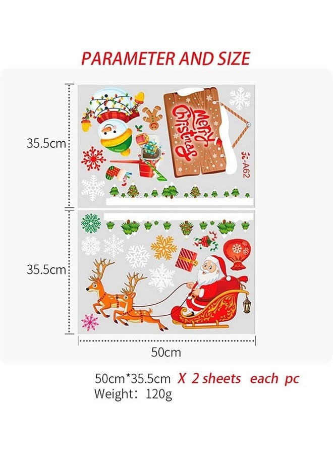 JCB CHIC DIY Christmas Windows Stickers Wreath Snowflakes Santa Claus Xmas Tree Wall Window Clings Door Mural Decals Static Sticker for Showcase Winter Party Decorations - Image 2