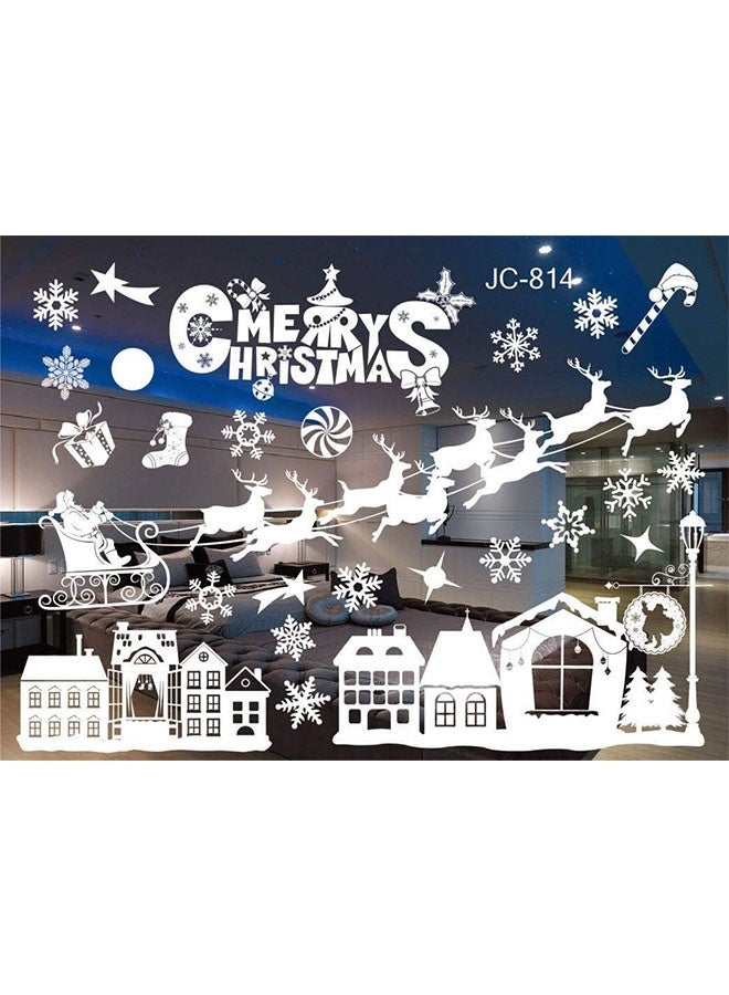 JCB CHIC DIY Christmas Windows Stickers Wreath Snowflakes Santa Claus Xmas Tree Wall Window Clings Door Mural Decals Static Sticker for Showcase Winter Party Decorations - Image 4