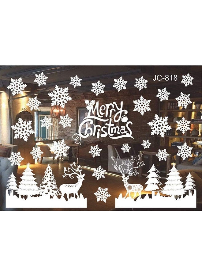 JCB CHIC DIY Christmas Windows Stickers Wreath Snowflakes Santa Claus Xmas Tree Wall Window Clings Door Mural Decals Static Sticker for Showcase Winter Party Decorations - Image 5