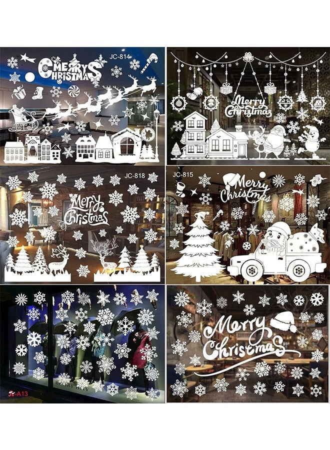 JCB CHIC DIY Christmas Windows Stickers Wreath Snowflakes Santa Claus Xmas Tree Wall Window Clings Door Mural Decals Static Sticker for Showcase Winter Party Decorations - Image 1