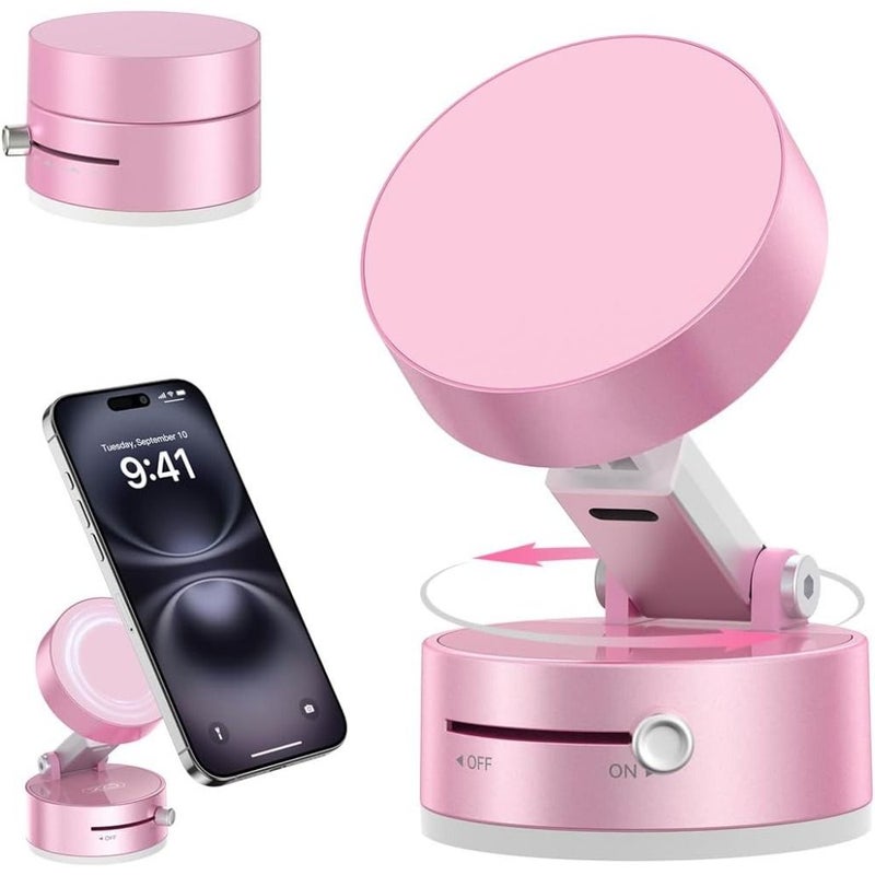 2025 Upgraded Black Vacuum Magnetic Phone Holder Retractable Suction Cup Foldable Car Mount - Image 2