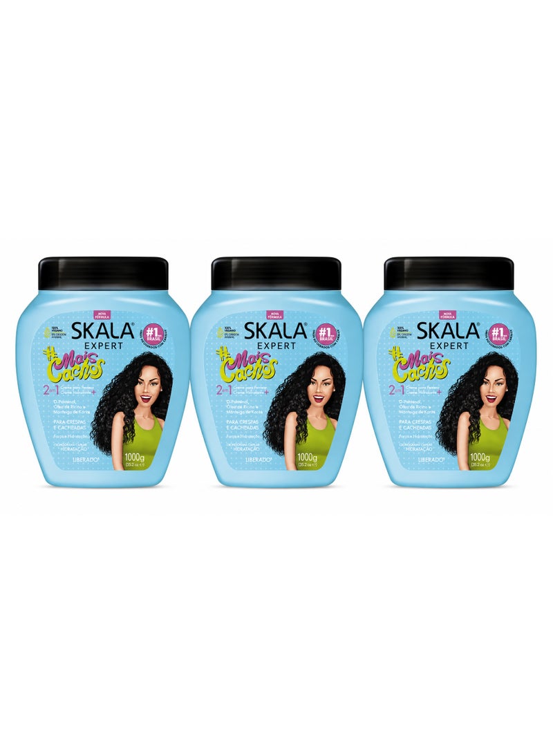 Scala Mais Katchos 2-in-1 Treatment Cream Leave-in Conditioner for All Curly Hair Types - 1000g 3 Pieces - Image 1