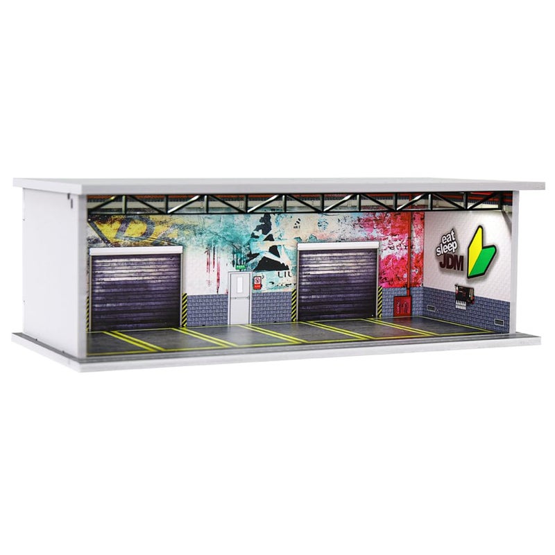 GFANS 164 Scale Hot diecast Wheels Model car scenarios Display case with LED Light and Acrylic Cover Scenes Parking lot Diorama Storage Garage Box with 6 Parking Spaces Factory