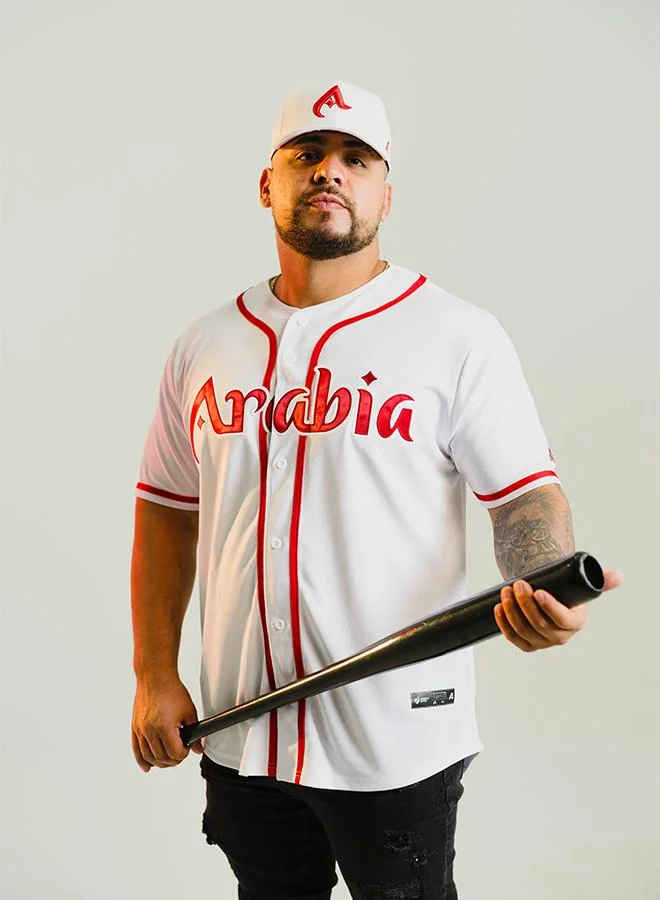 البيسبول يونايتد قميص أبيض رسمي لفريق الذئاب العربية