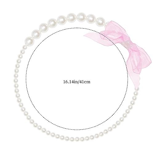 obmwang 5 Pieces Girls Tea Party Supplies Tea Party Gloves Hats Girls Kids Tea Party Necklace Fan for Girls Tea Party Costume, Pink - Image 5