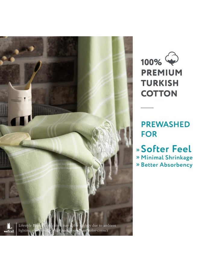 WetCat Turkish Hand Towels with Hanging Loop (20 x 30) - Set of 2, 100% Cotton, Soft - Pre Washed Boho Farmhouse Kitchen Towels - Unique Decorative Hand Towels for Bathroom (Seafoam Green) - Image 3