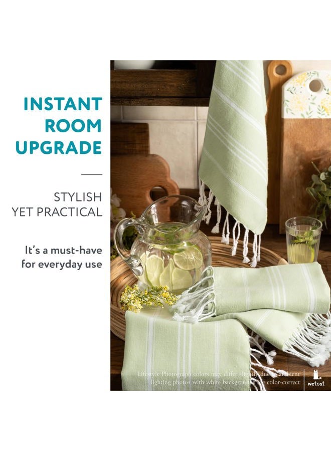 WetCat Turkish Hand Towels with Hanging Loop (20 x 30) - Set of 2, 100% Cotton, Soft - Pre Washed Boho Farmhouse Kitchen Towels - Unique Decorative Hand Towels for Bathroom (Seafoam Green) - Image 2