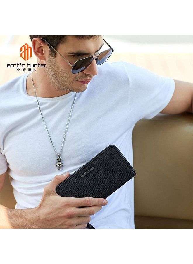 ARCTIC HUNTER ARCTIC HUNTER BALLISTIC NYLON FASHION WALLETS PURSES OXFORD MONEY CLIPS BLACK COIN POCKET 12 CARDS COMPARTMENT Q0011 BLACK  - Image 2