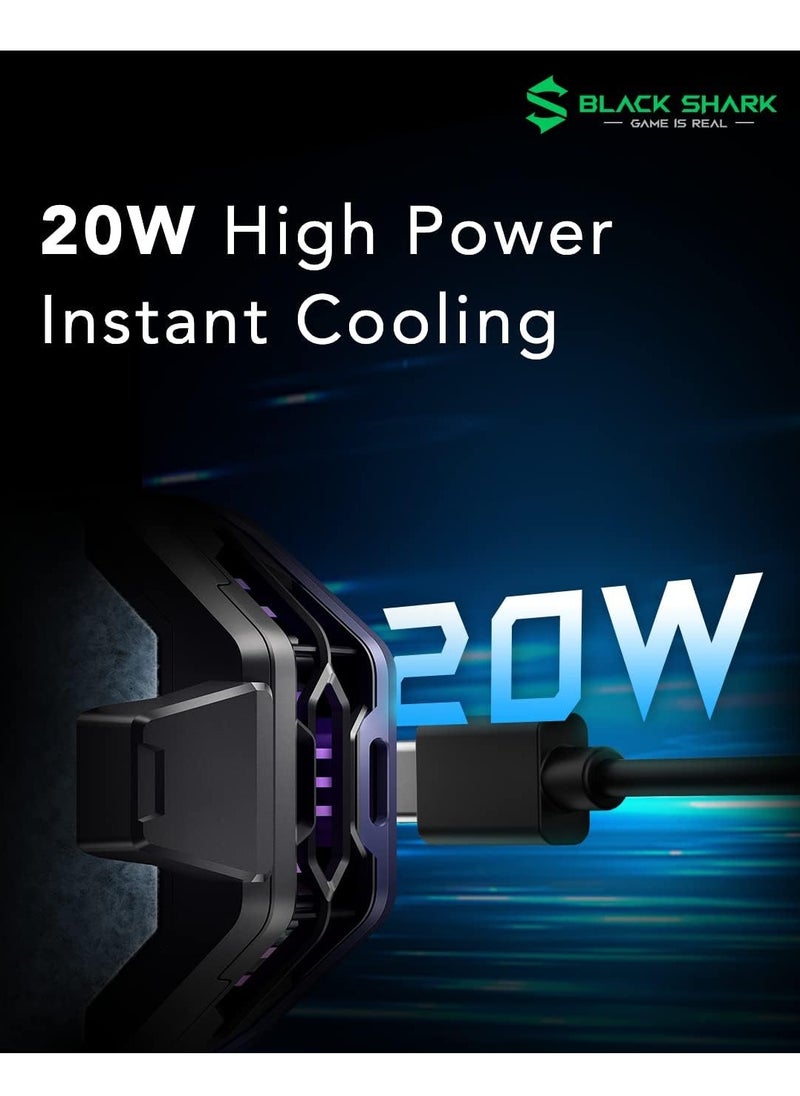 BLACK SHARK - Black Shark Fun Cooler 3 Pro BR31 20W Powerful Cooling, Equipped With High-Speed Fan,Separated Cooling Structure,In-App Control, Adjust Fan Speed & RGB Lights & Universal Compatibility - Black - Image 1