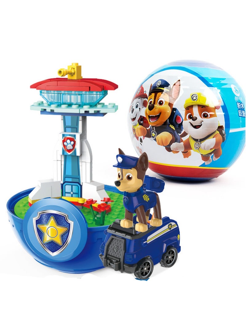 (Archie) Paw Patrol Gachapon Slide Pull Back Car Toy Set Build Blocks Lookout Tower Toy  - Image 1
