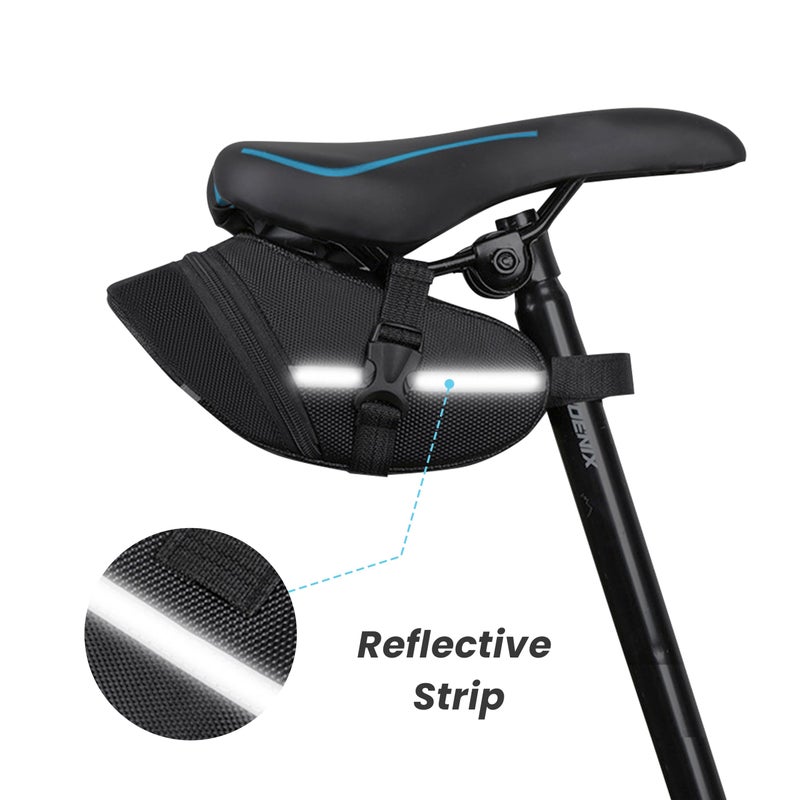 SunHalo Gear Bike Seat Bag - Bicycle Saddle Bag Under Seat Cycling Accessories Storage Pouch Wedge Pack for Mountain & Road Bike - Black - Image 4