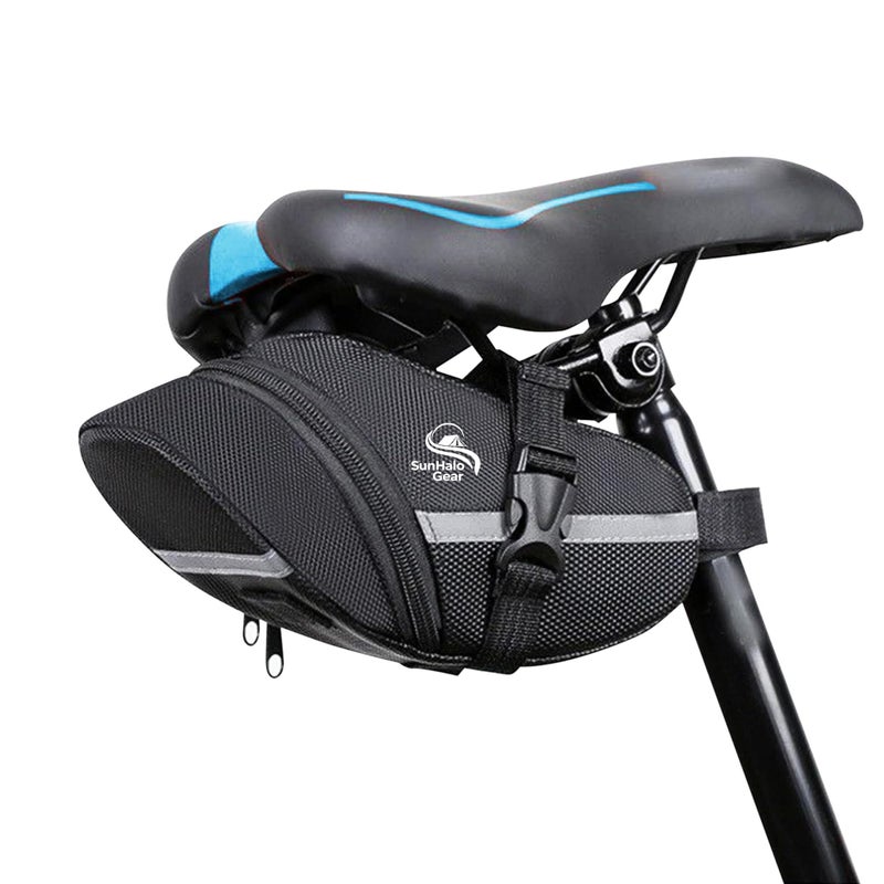 SunHalo Gear Bike Seat Bag - Bicycle Saddle Bag Under Seat Cycling Accessories Storage Pouch Wedge Pack for Mountain & Road Bike - Black - Image 1