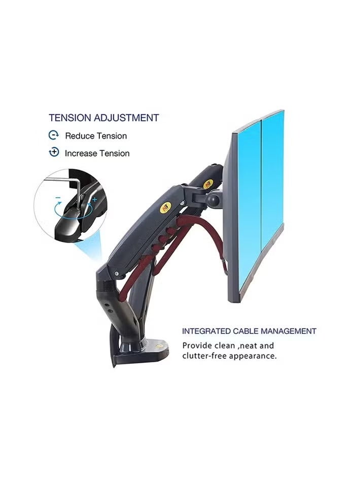 NB NORTH BAYOU Dual Monitor Desk Mount Stand Full Motion Swivel Computer Monitor Arm for Two Screens 17-27 Inch with 4.4~19.8lbs Load Capacity for Each Display F160 Black - Image 3