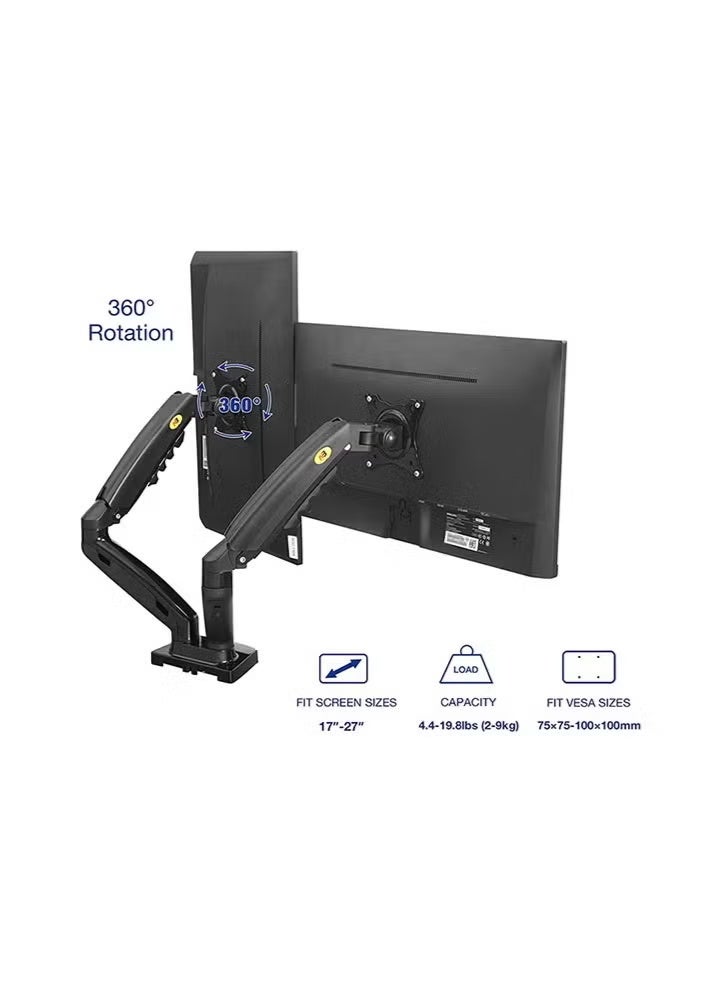 NB NORTH BAYOU Dual Monitor Desk Mount Stand Full Motion Swivel Computer Monitor Arm for Two Screens 17-27 Inch with 4.4~19.8lbs Load Capacity for Each Display F160 Black - Image 2