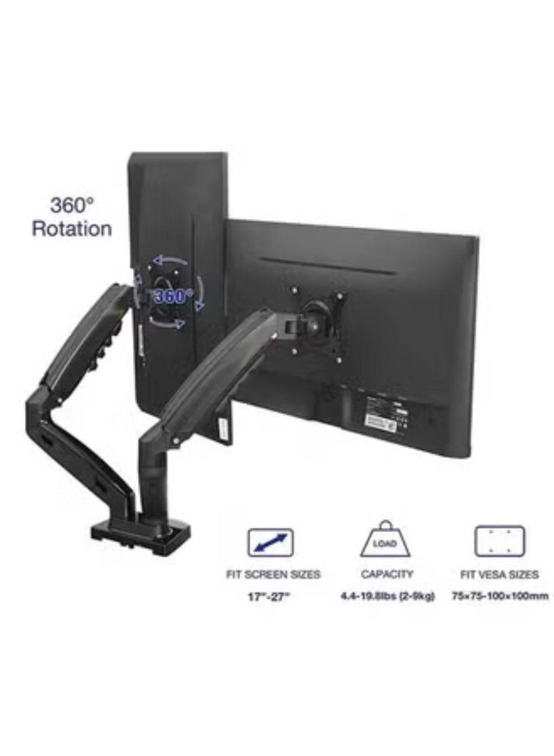 Skilltech Dual Monitor Desk Mount Stand Full Motion Swivel Computer Monitor Arm for Two Screens 17-32 Inch with 4.4~19.8lbs Load Capacity for Each Display Black - Image 5