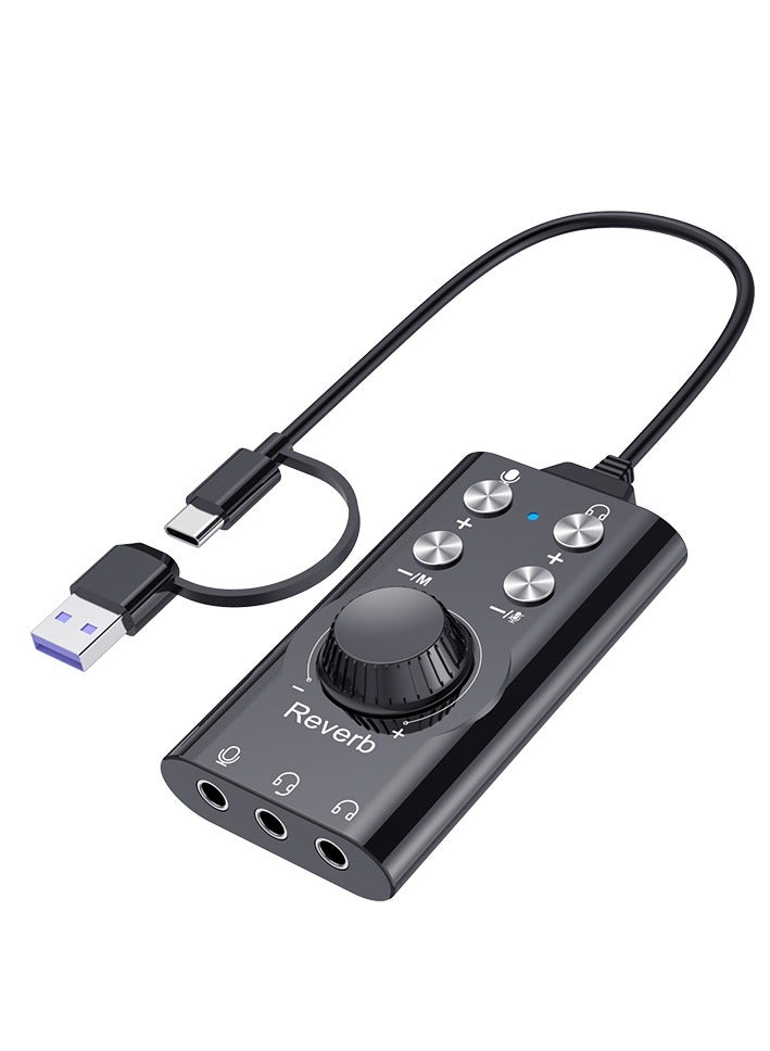 USB Sound Card Virtual 7.1 Surround Sound USB External Sound Card Adapter with PUBG Sound Effect for PC/PS4/PS5/Mac/Gaming Headset, Plug and Play  - Image 1