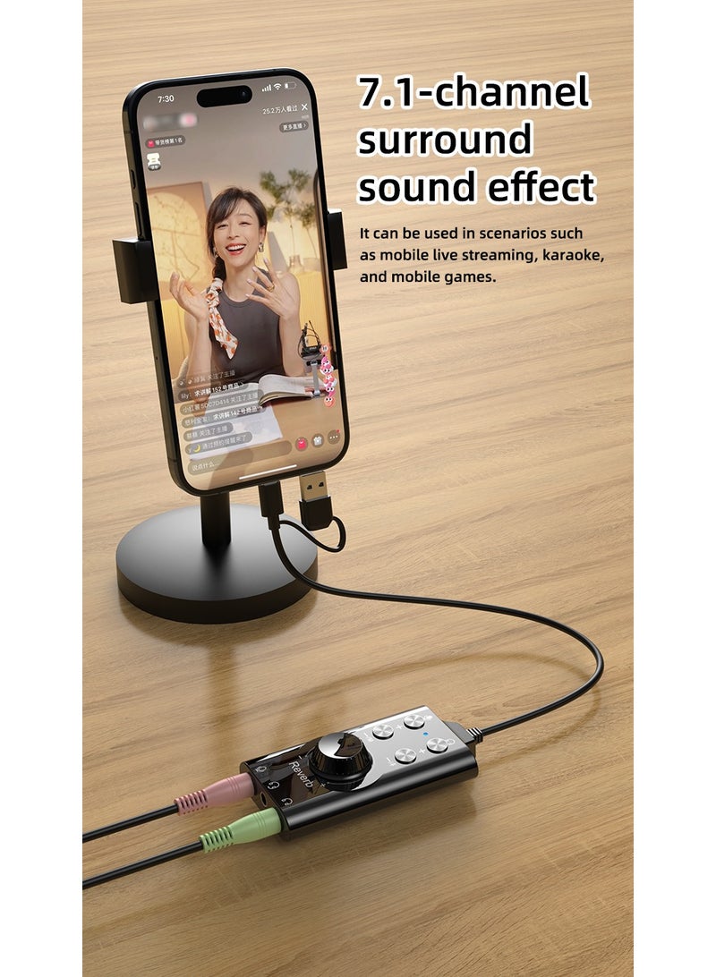 USB Sound Card Virtual 7.1 Surround Sound USB External Sound Card Adapter with PUBG Sound Effect for PC/PS4/PS5/Mac/Gaming Headset, Plug and Play  - Image 4