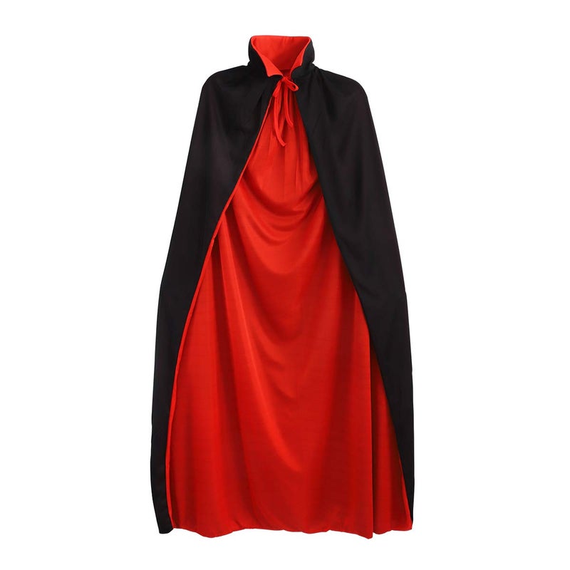 BESPORTBLE 1.4Meters/55Inch Halloween Vampire Costume Cosplay Cloak Cape Prop Dual-layer Adult's Masquerade Supplies - Red+Black - Image 1