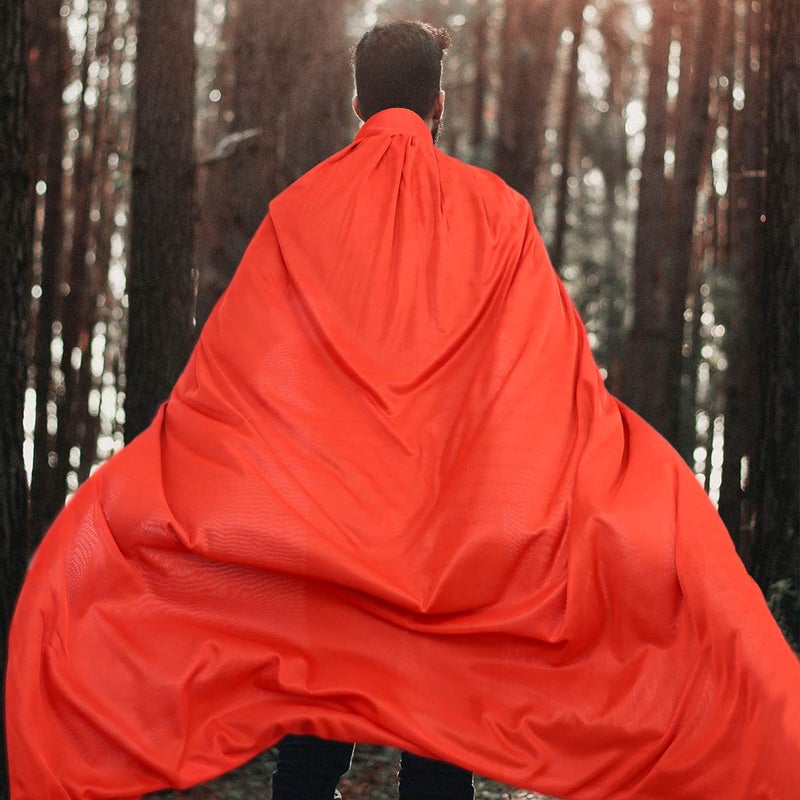 BESPORTBLE 1.4Meters/55Inch Halloween Vampire Costume Cosplay Cloak Cape Prop Dual-layer Adult's Masquerade Supplies - Red+Black - Image 2