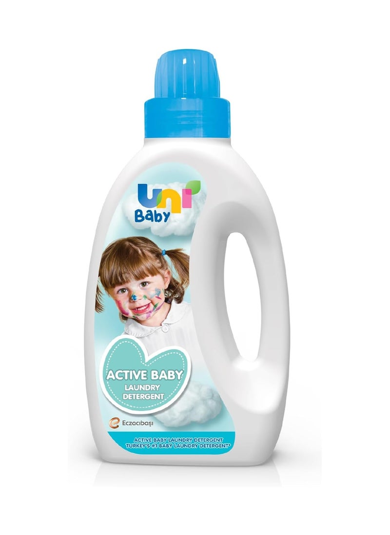 Uni baby Active Laundry Detergent 1500ml + Fabric Softener 1500ml Dermatologically Tested for Sensitive Skin - Hypoallergenic Baby Fabric Detergent & Softner  - Image 2
