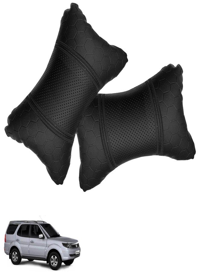PulGos Black Car Seat Neck Rest Cushion Pillow in Football Print(Set of 2) for Safari_PR1137 - Image 1
