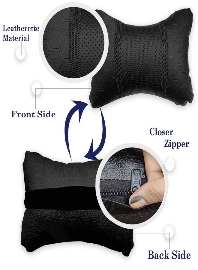 PulGos Black Car Seat Neck Rest Cushion Pillow in Football Print(Set of 2) for Safari_PR1137 - Image 2