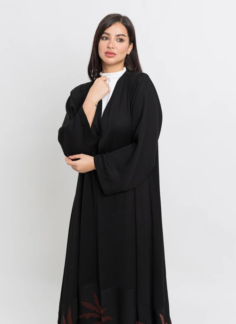 Kaafmeem Black Wadi Alnakhil A-Cut Abaya