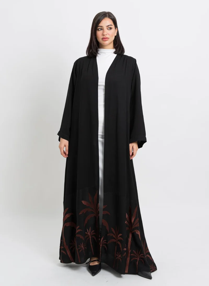 Kaafmeem Black Wadi Alnakhil A-Cut Abaya