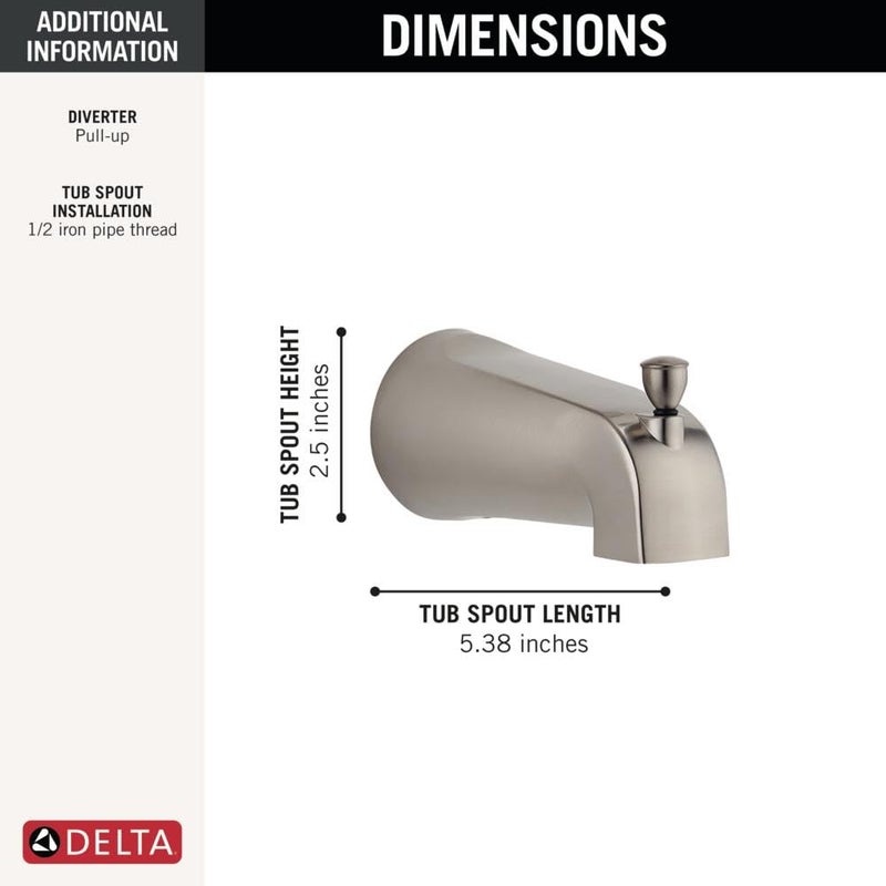Delta Faucet RP61357BN Diverter Tub Spout, Brushed Nickel, 0.5 - Image 5