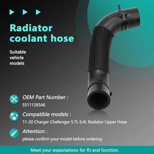 Gaogsiy Radiator Upper Hose fits Charger Challenger 5.7L 6.4L 2011-2020 Replace 55111285AE, 55111285AB, 55111285AC, 55111285AD - Image 2