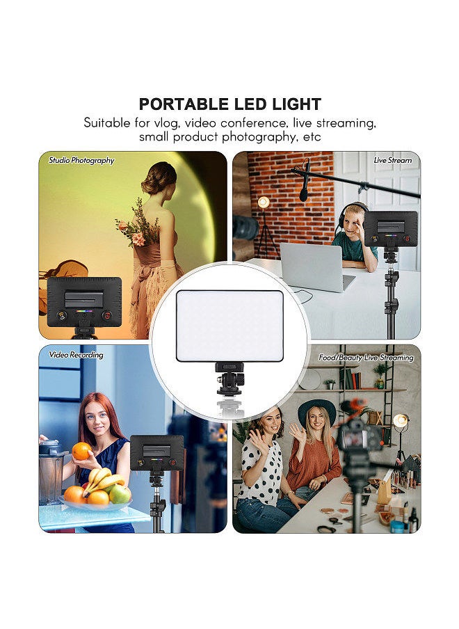 Generic - Mini Photography Lamp Dimmable LED Light Portable Vlog Light 196 LED Beads 20 Special Lighting Effects NP-F Series Battery Powered 2500K-9000K Dimmable with 1/4in Hot Shoe Mount 1/4in Threaded Hole - Image 1