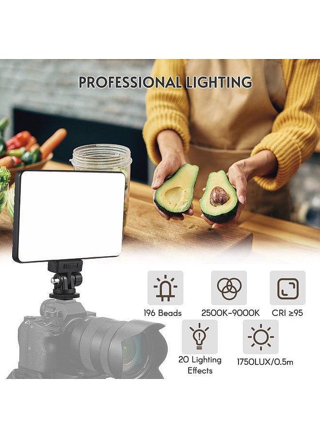 Generic - Mini Photography Lamp Dimmable LED Light Portable Vlog Light 196 LED Beads 20 Special Lighting Effects NP-F Series Battery Powered 2500K-9000K Dimmable with 1/4in Hot Shoe Mount 1/4in Threaded Hole - Image 1