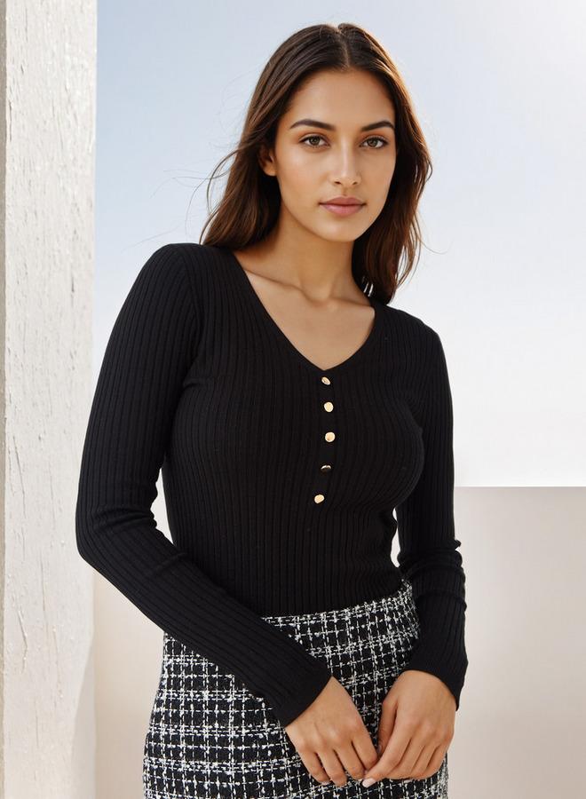 تواكستريمز كنزة بياقة على شكل حرف  مضلعة - Image 1