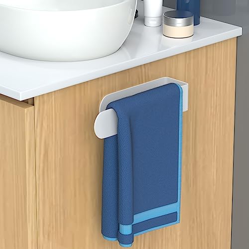 HUFEEOH Adhesive Hand Towel Holder, Kitchen Towel Rack Towel Bars Wall Mounted, Stainless Steel Bath Towel Holder for Bathroom Hotel Kitchen (8 inch, White) - Image 3