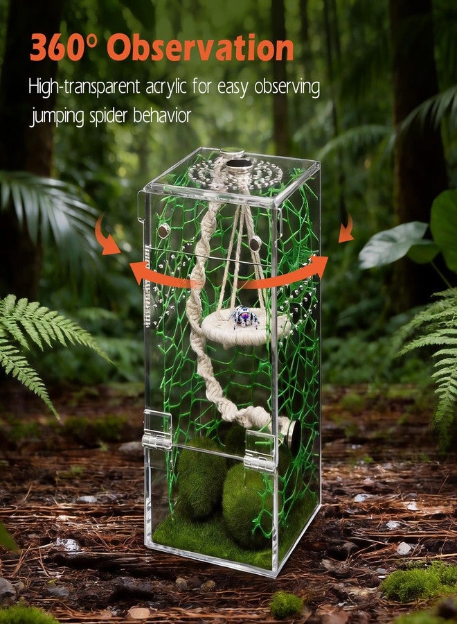 AZV Jumping Spider Enclosure Kit,Escape Proof Praying Mantis Habitat,Magnetic Door Arboreal Tarantula Cribs Ventilation Spider House,Complete Transparent Acrylic Snail Cage,Reptile Tank Bug Terrarium - Image 4