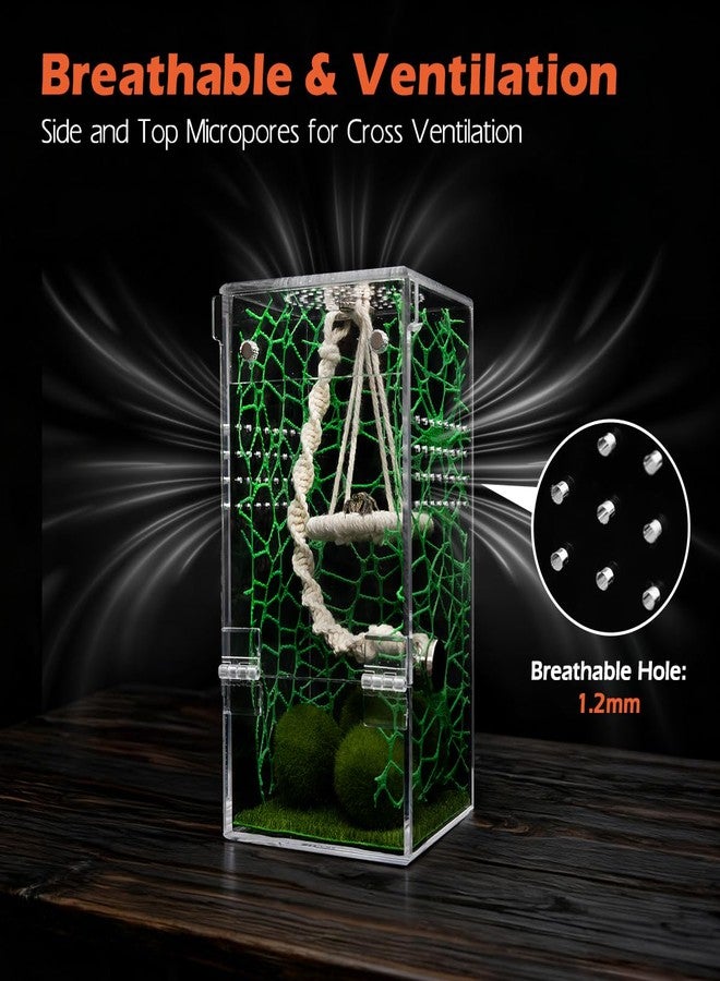 AZV Jumping Spider Enclosure Kit,Escape Proof Praying Mantis Habitat,Magnetic Door Arboreal Tarantula Cribs Ventilation Spider House,Complete Transparent Acrylic Snail Cage,Reptile Tank Bug Terrarium - Image 3
