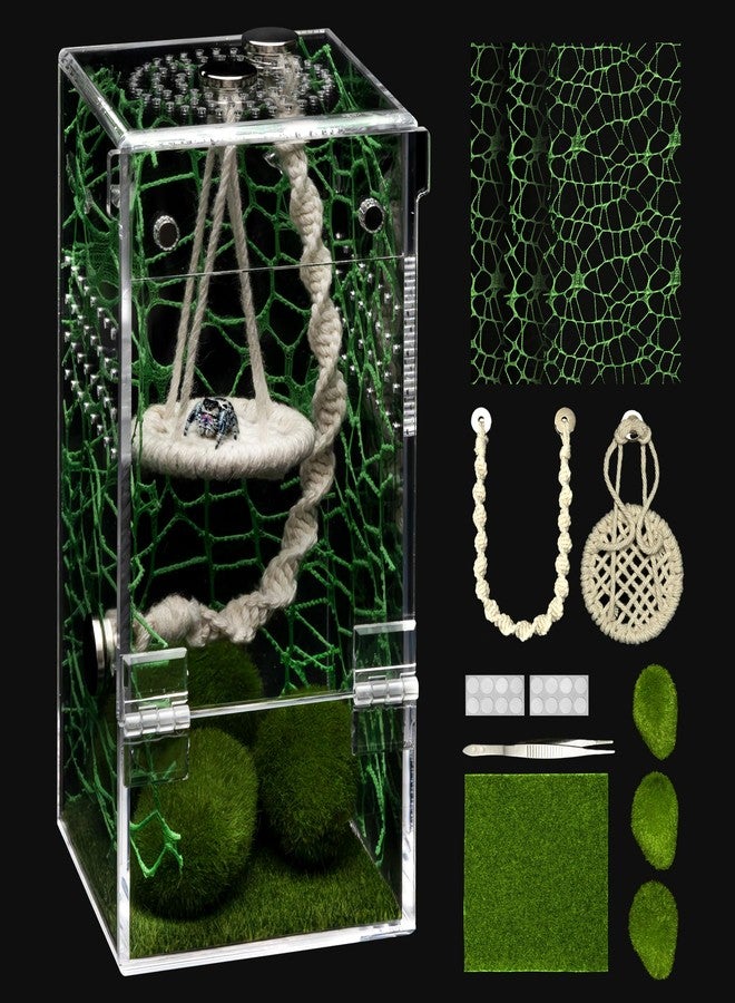 AZV Jumping Spider Enclosure Kit,Escape Proof Praying Mantis Habitat,Magnetic Door Arboreal Tarantula Cribs Ventilation Spider House,Complete Transparent Acrylic Snail Cage,Reptile Tank Bug Terrarium - Image 1