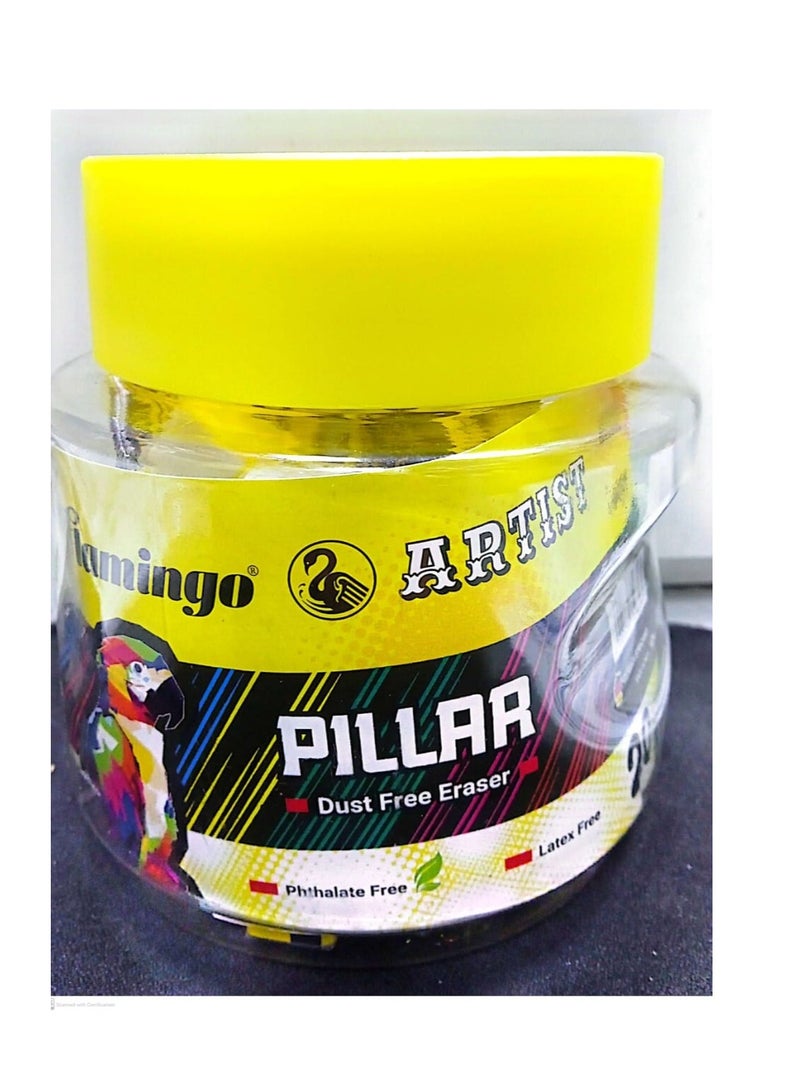 ممحاة فلامينجو أرتيست خالية من الغبار، لون أبيض، عبوة من 20 ممحاة - Image 1