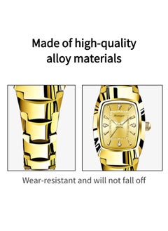 BONARGER Womens waterproof quartz watch（Gold watch，Women's quartz watch waterproof stainless steel watch small square watch luminous watch gold watch business fashion simple luxury watch retro small）  - Image 3