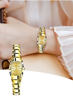 BONARGER Womens waterproof quartz watch（Gold watch，Women's quartz watch waterproof stainless steel watch small square watch luminous watch gold watch business fashion simple luxury watch retro small）  - Image 1