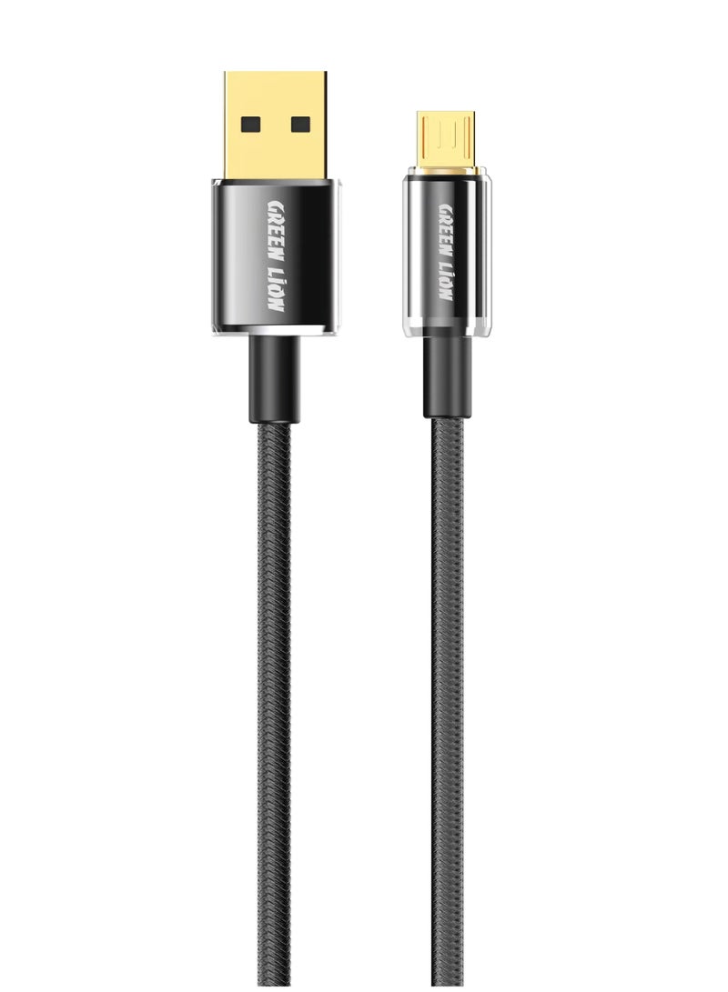 GREEN LION USB-A to Micro USB Touch Cable 1M 3A /Secure & Safe / Charge & Sync / High Speed Cable  - Black - Image 1
