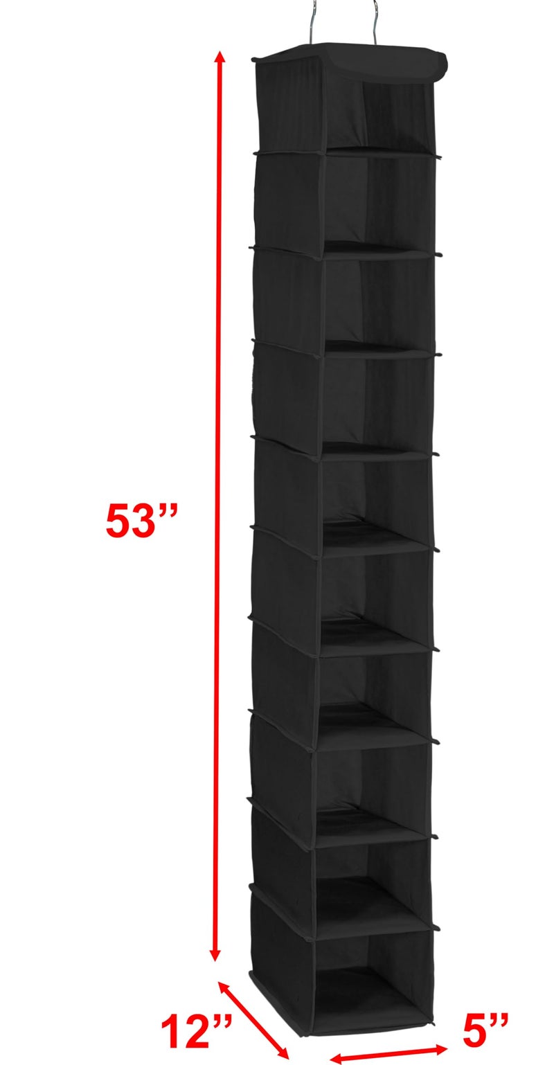Simple Houseware 10 Shelves Closet Hanging Shoe Organizer, Black - Image 2