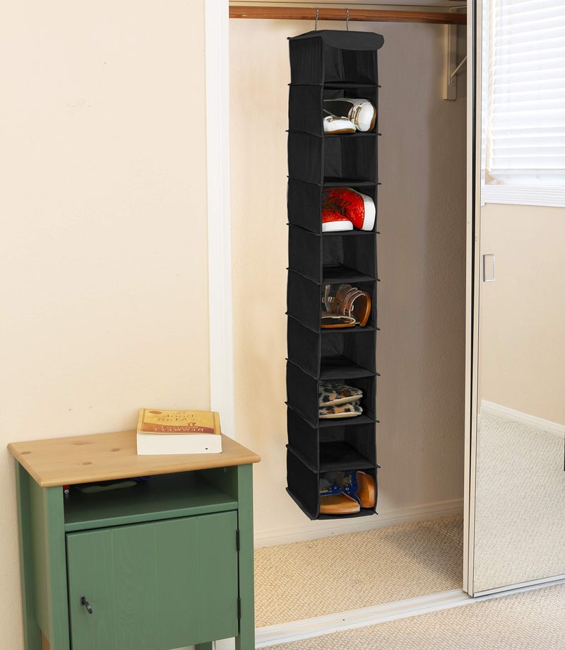 Simple Houseware 10 Shelves Closet Hanging Shoe Organizer, Black - Image 3