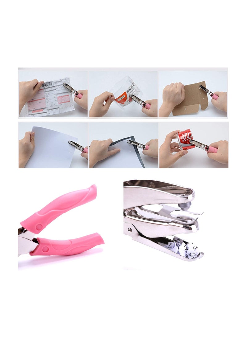 Punch Star Hole 5 mm Small Mini Metal Single Handheld Tiny Shaped Paper Puncher with Pink Soft Grip for DIY Craft Tags Clothing Ticket Scrapbook Tool
